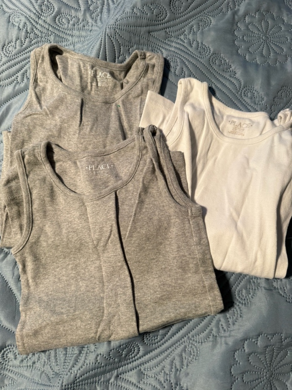 Place Kids' Tank Tops in Gray & White - Pack of 3